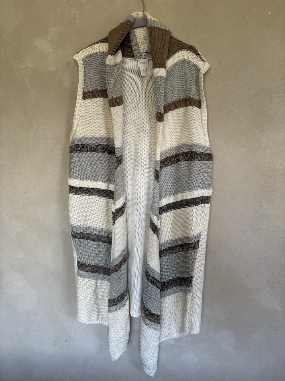 Chico's Knit Texture Stripe Calvi Sleeveless Sweater Vest